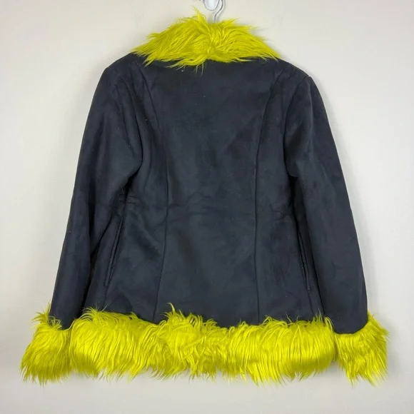 The Ragged Priest Warhol Faux Fur Coat Womens 6 Black Green Dolls Kill Jacket - Picture 3 of 12
